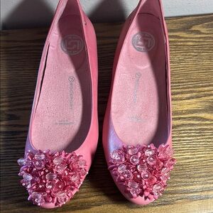 Pink Crystal Embellished Flats